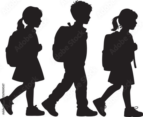 Children walking with backpacks school students