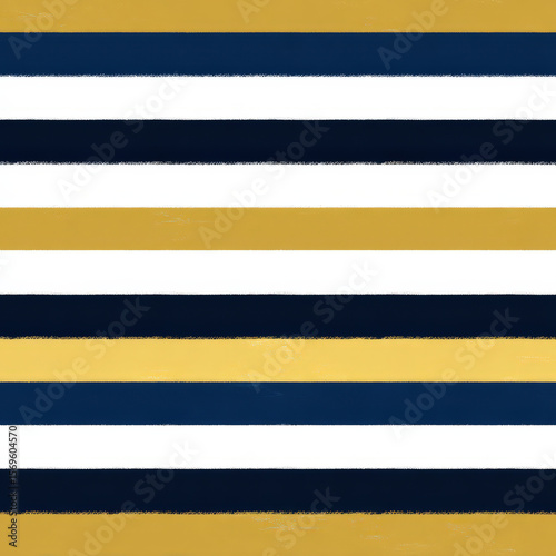 Clean Seamless Horizontal Stripe Pattern in Bright Yellow, Navy Blue, and White for Creative Design Use