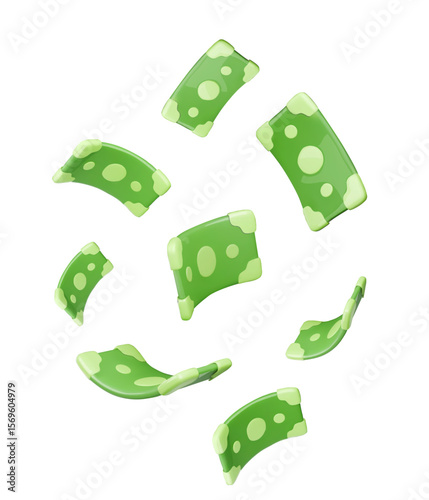 Falling dollars money 3d cartoon vector illustration. Isolated cartoon US paper bills. Money rain. Casino win or business success Winning jackpot