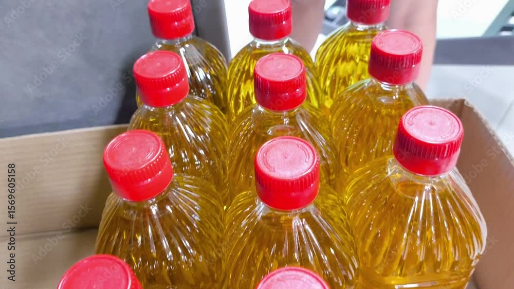 Aceite embotellada en plástico reciclado 