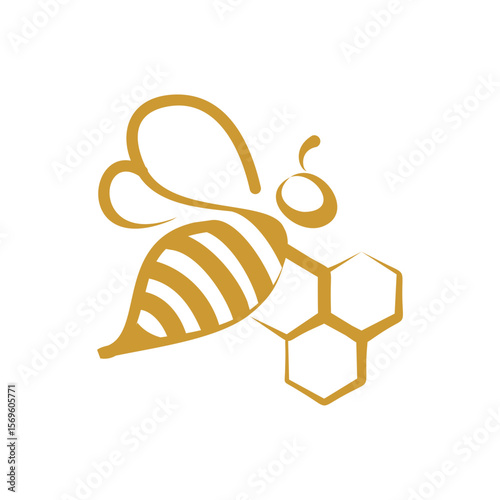Golden Bee Honeycomb Illustration  Sweet Symbol of Nature's Gift