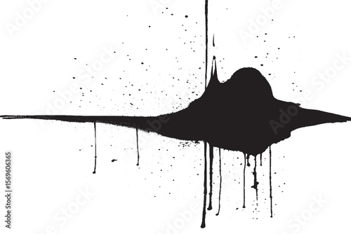 Bild auf Leinwand Black Ink Splatter Drip Effect – Grunge Paint Blot Texture for Art, Design, and