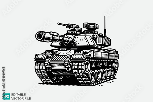 tank illustration vector black and white background templates