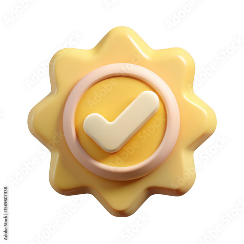 3d rendered sunburst approval seal