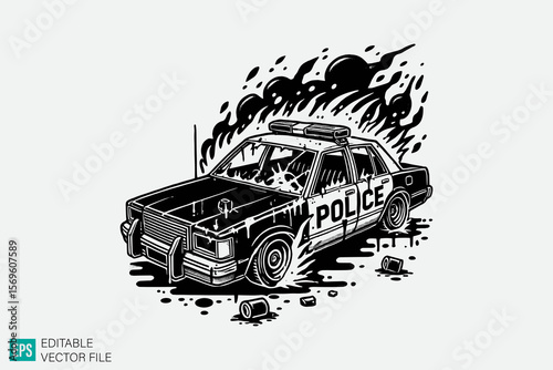 police car illustration vector black and white background templates