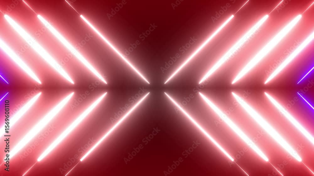 Abstract White glowing neon light on red animated background video motion graphic