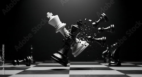 Dynamic Chess Battle: Shattering King Pieces