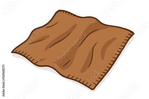Brown cleaning rag or duster cloth for household chores. Housekeeping equipment for wiping dust and dirt. Hygiene concept. Flat cartoon vector illustration isolated on white.