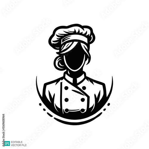 chef logo  illustration style vector black and white background templates