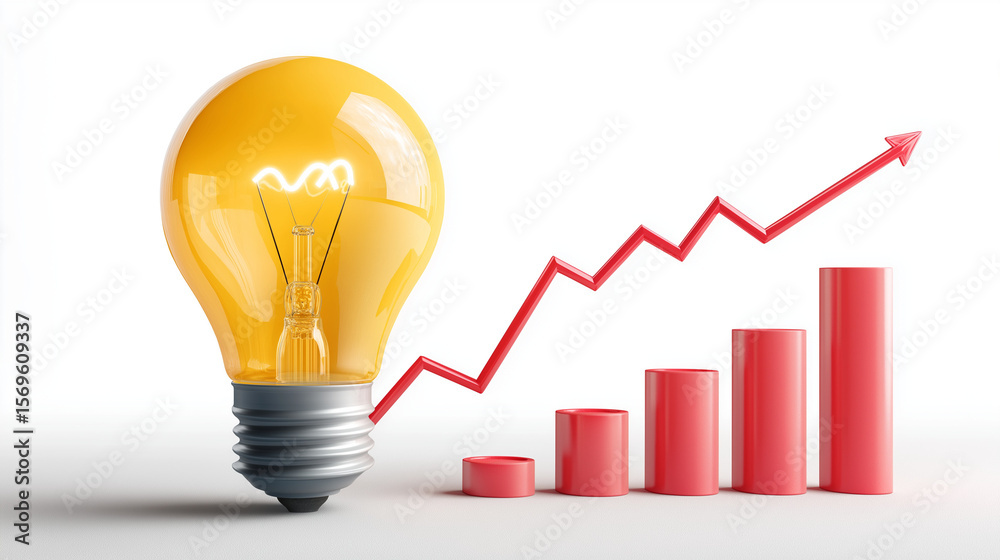 Illuminated lightbulb with graph showcasing progress, growth, and success, symbolizing innovation, ideas, and a positive trajectory. Illuminated lightbulb with graph showcasing progress, growth, and success, symbolizing innovation, ideas, and a positive trajectory.