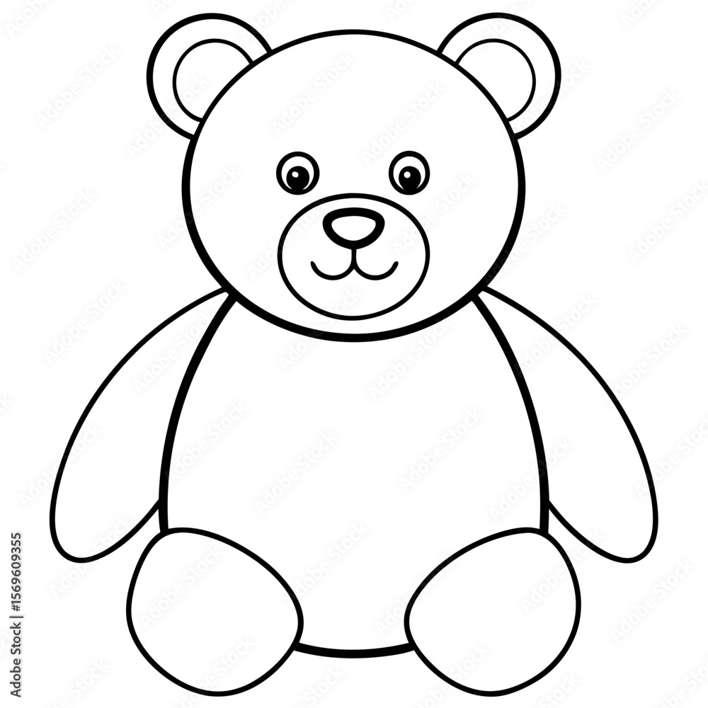 Fototapeta premium Cute Teddy Bear Outline Drawing