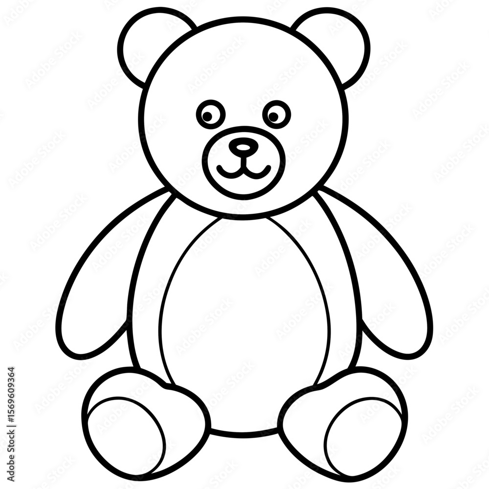 Fototapeta premium Cute Teddy Bear Outline Drawing