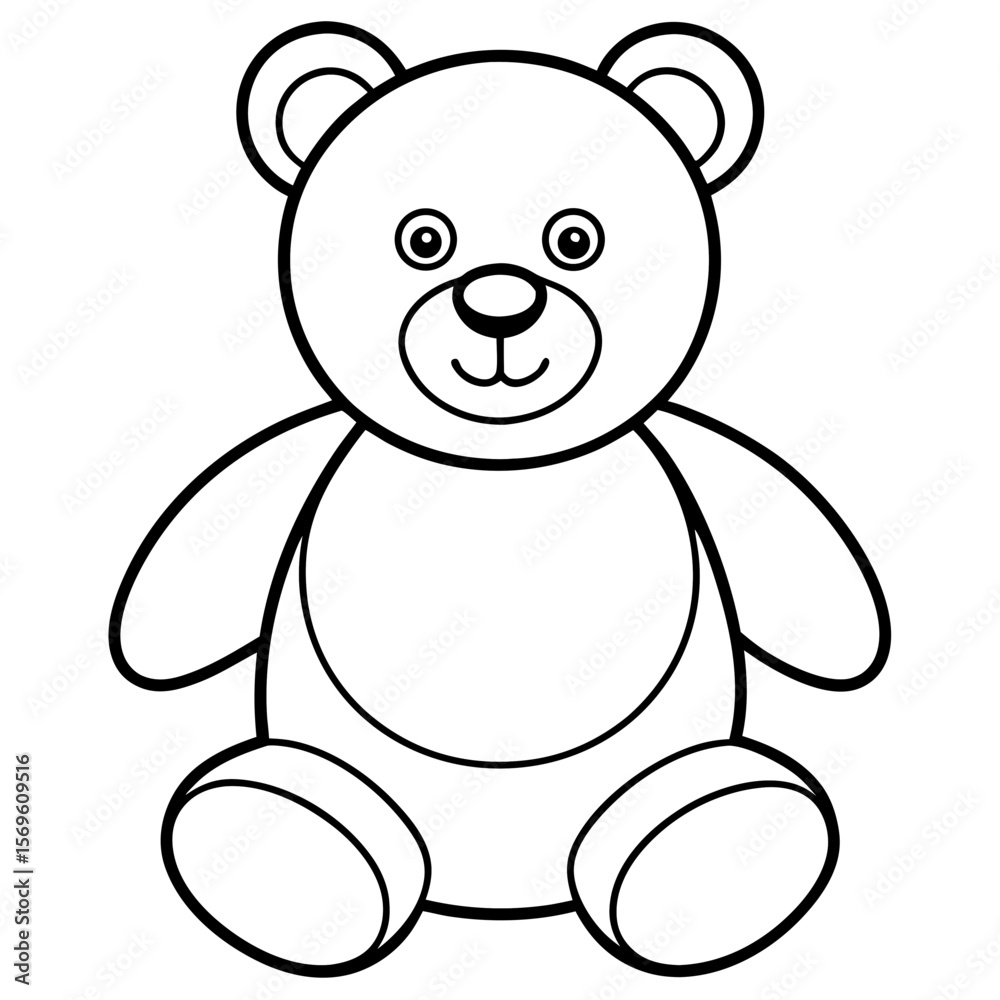 Fototapeta premium Cute Teddy Bear Outline Drawing