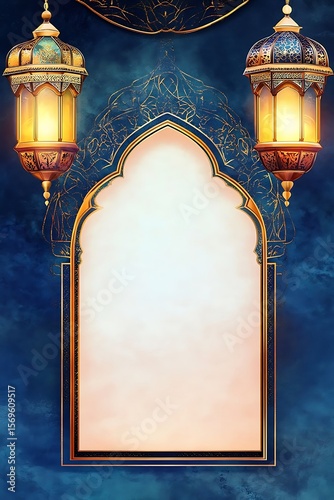 Ramadan Lantern Arch Background.
