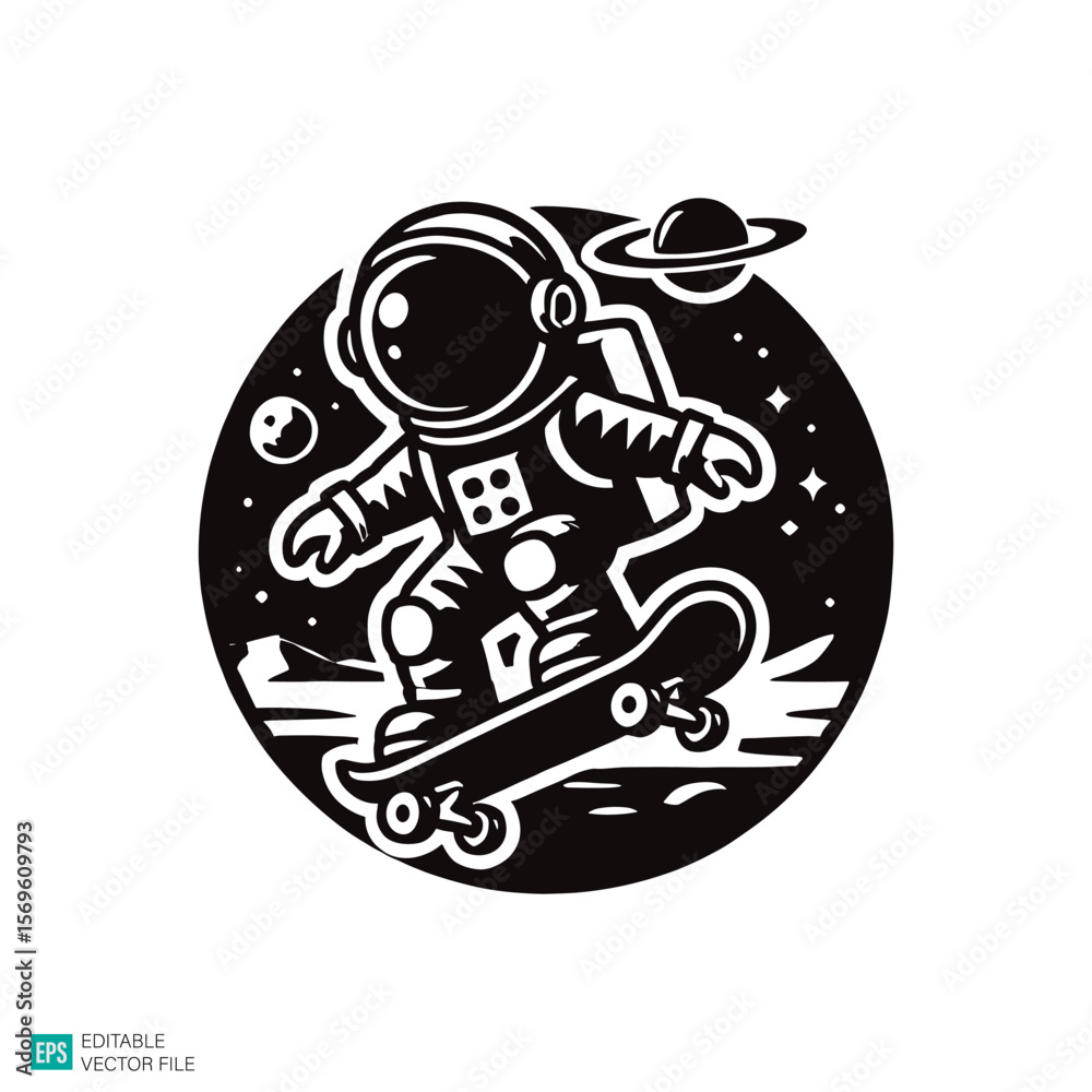 Fototapeta premium kid astronaut illustration style vector black and white background templates