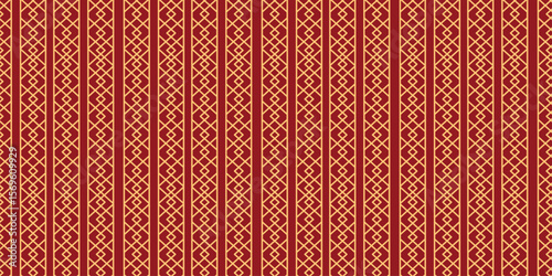 Gold and Red Geometric Chinese New Year Traditional Seamless Pattern. Vector Luxury Happy Chinese New Year pattern. Lunar Chinese pattern for banner, sale ads, poster, pachaging wrapping paper, cards.