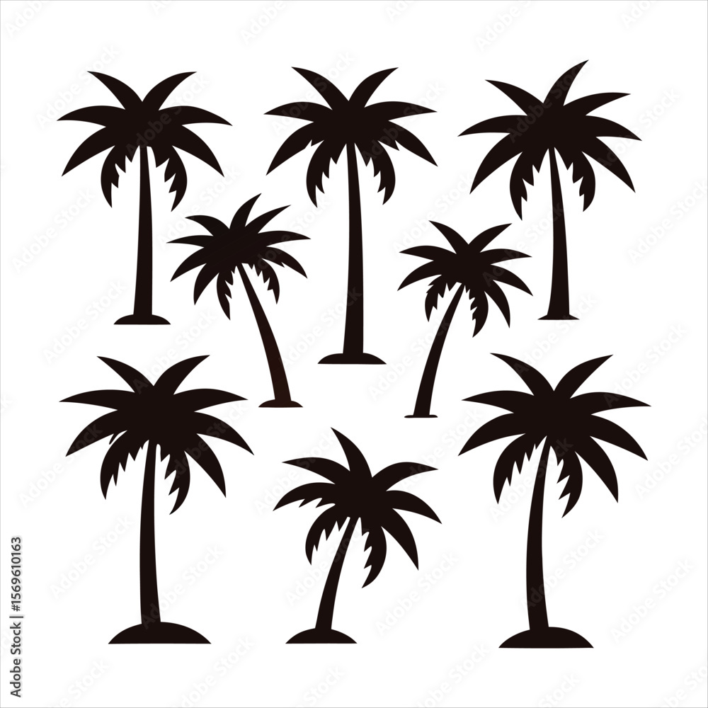 Fototapeta premium Vector art of palm trees silhouette isolated on white background