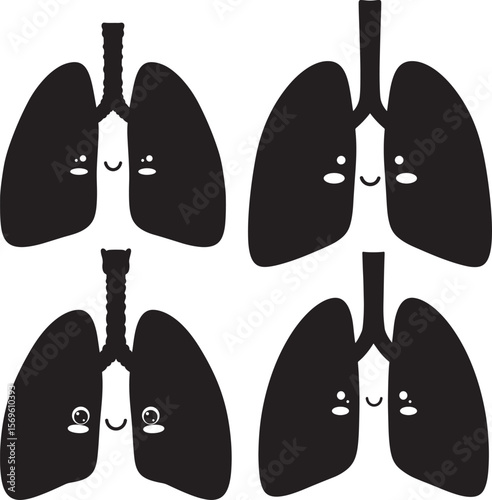 Human Lungs Organ Anatomy Cartoon silhouette