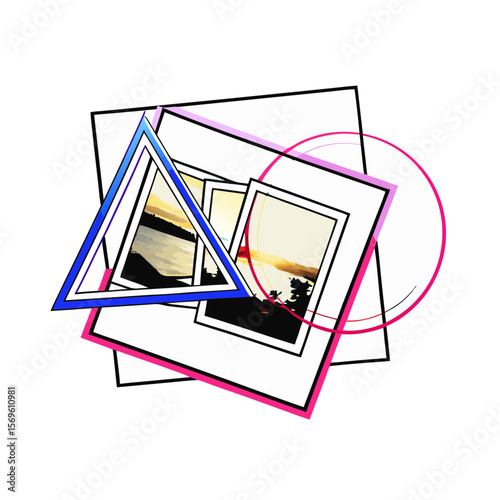 Geometric Shape Overlay for Photo Illustration Fusion in Modern Design, Creative Projects, Graphic Arts, Digital Media, and Social Media Content  