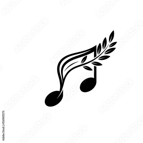 Ornate music note design with stylized wheat or barley sprigs.