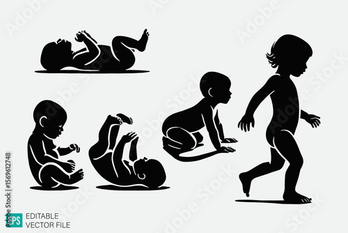 baby growth illustration vector black and white background templates