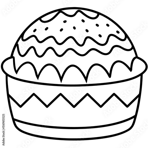 Easter Cake Outline Vector Art