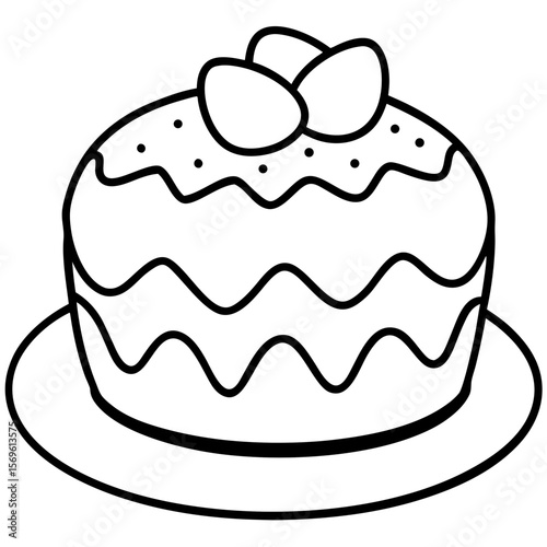 Easter Cake Outline Vector Art