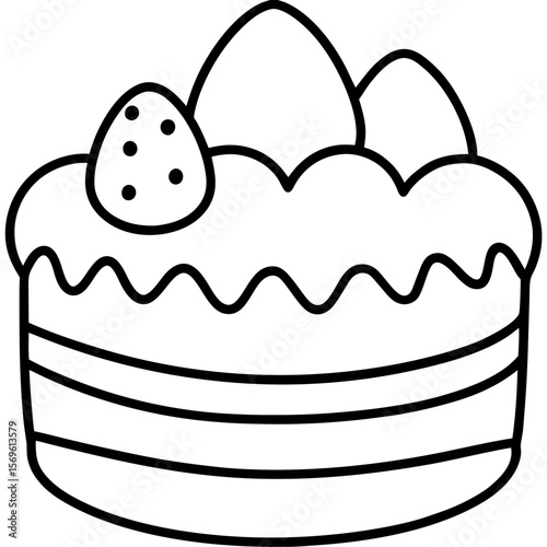 Easter Cake Outline Vector Art