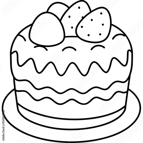 Easter Cake Outline Vector Art