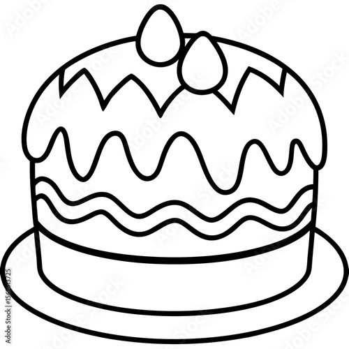 Easter Cake Outline Vector Art