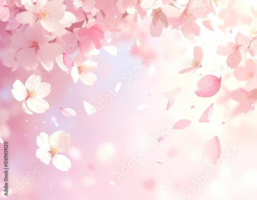Delicate cherry blossoms in soft pastel colors