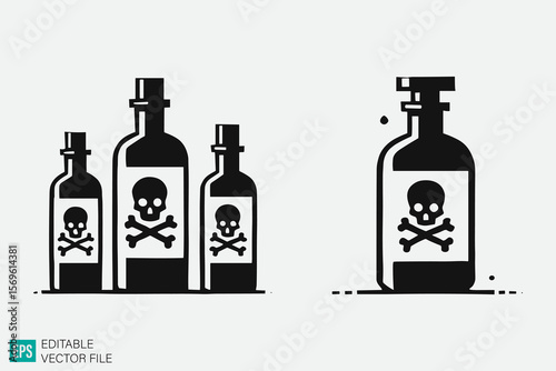 poison bottle illustration vector black and white background templates