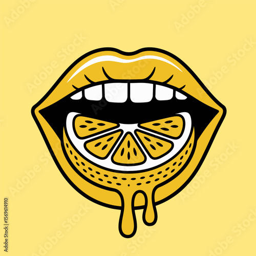 Lemon Lips Pop Art Cartoon Illustration