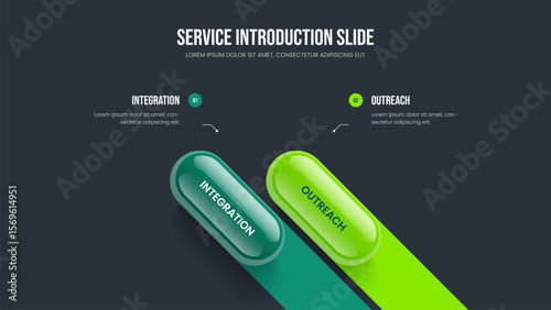 Modern Profile Presentation Design Vector Illustration. Advertising Portfolio 2 Option Infographic Slideshow Template. Professional Report Two Element Diagram Slide Layout.