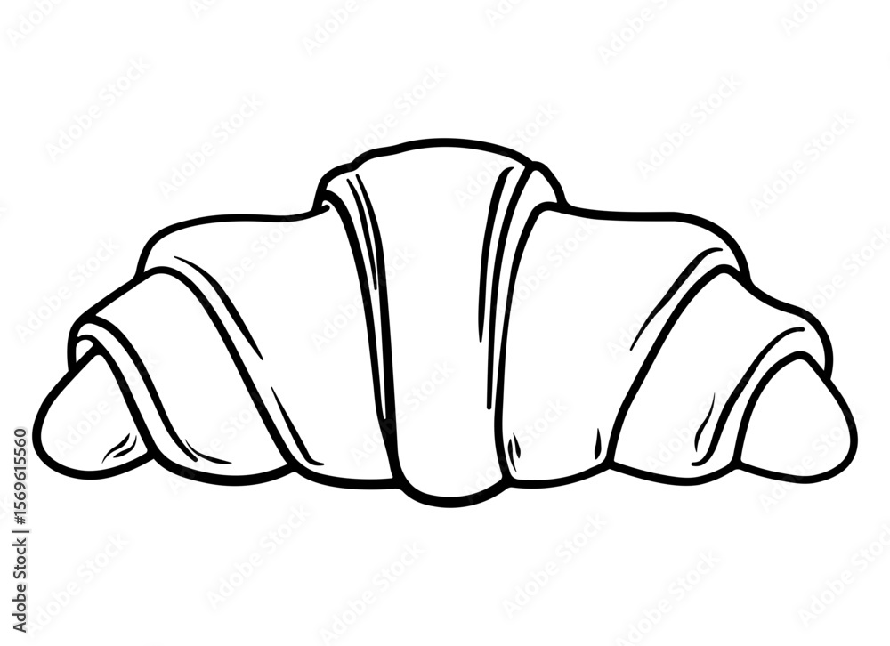 Obraz premium Black icon of a croissant without background