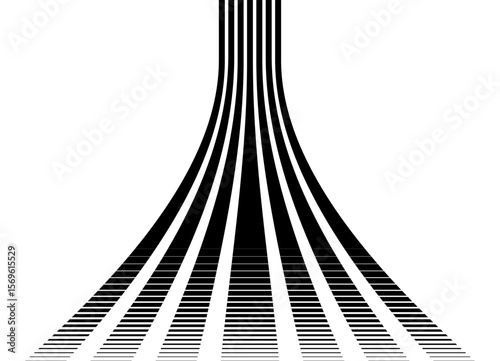 Vector striped pattern of thick black parallel lines on a white background in retro style. Decorative design element for advertising, packaging, sportswear. Sports vector background. Perspective