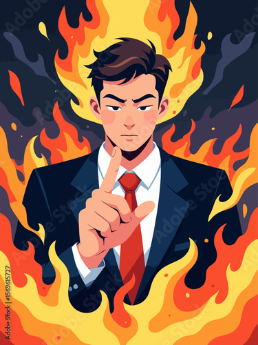 Boss pointing finger to fires misconduct employee