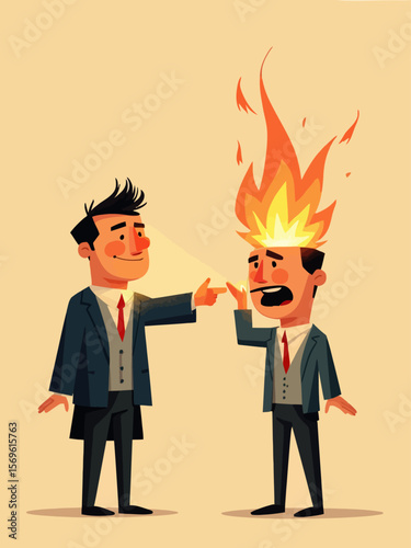 Boss pointing finger to fires misconduct employee