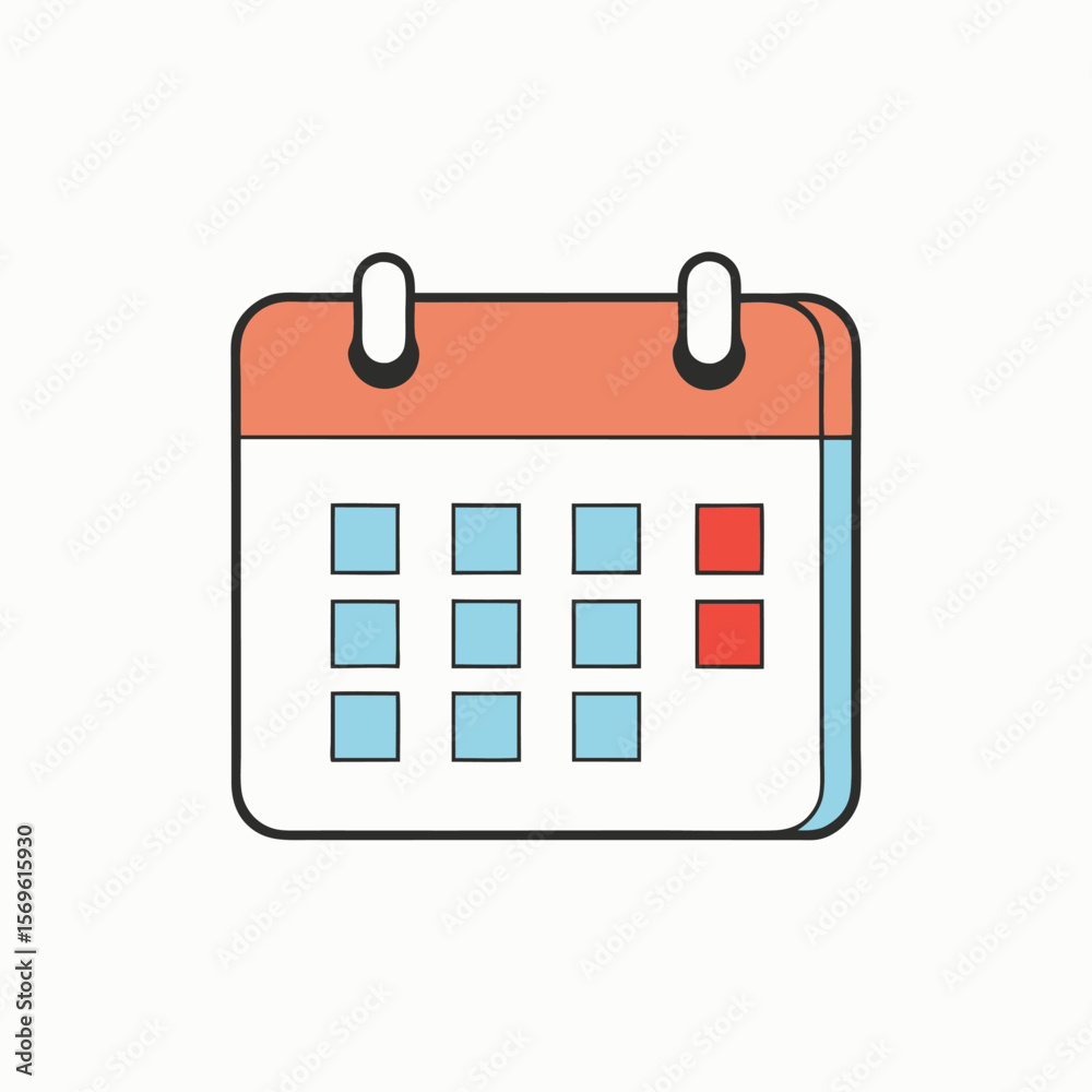 A simple calendar icon shows the upcoming days A simple calendar icon shows the upcoming days