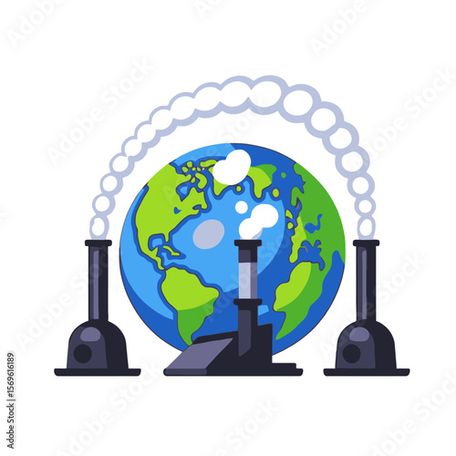 Pollution Impacting Earth-Factories Spewing Smoke Threatening Environment-Global Warming Concerns-Environmental Degradation-Sustainable Development Goals