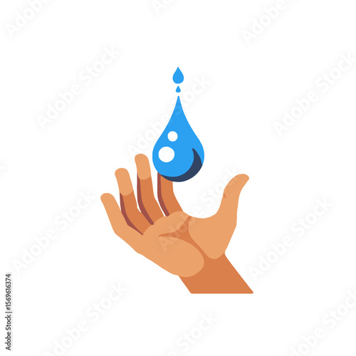Save Water Concept- Hand Holding Water Drop Illustration- Water Conservation Awareness- Protecting Our Resources- Clean Water Matters- Hydration and Sustainability