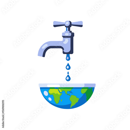Save Water for Earth-Water Conservation Tips-Protect Our Planet-Water Tap Illustration-Sustainable Living-Environmental Awareness-Earth Illustration-Water Droplets