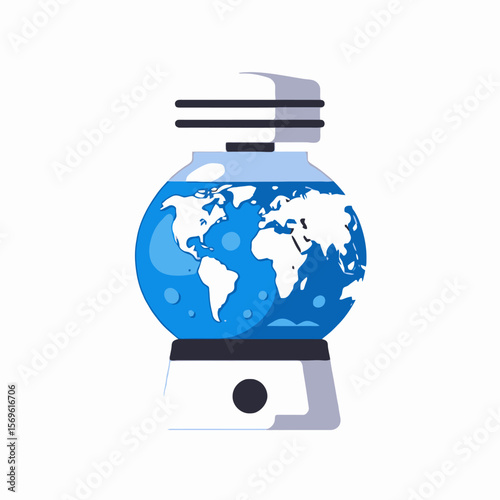 World in a Bottle-Save the Planet Concept-Global Awareness Illustration-Environmental Protection-Sustainable Future-Conserve Water-Protect Our Earth-Earth Day Image