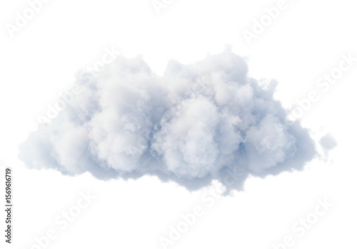 A fluffy white cloud floats in the sky, isolated on transparent background
