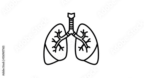 Linear minimalist lung diagram with bronchial tree design