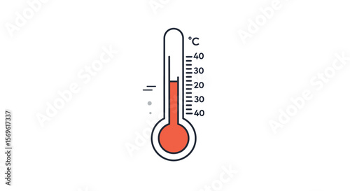 Minimalist thermometer icon with celsius scale on white background