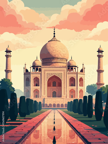 Taj Mahal palace against the sky poster