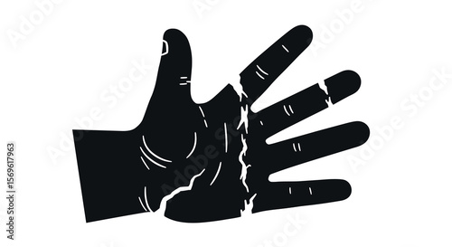 Silhouette of a cracked hand symbolizing hardship and resilience