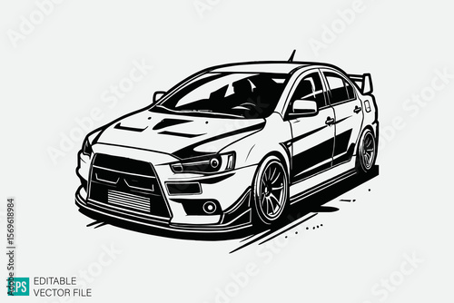 supercar illustration vector black and white background templates