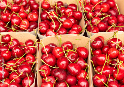 cherries in eco-friendly paper boxes for sale.